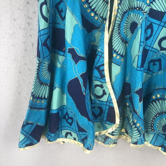 Vintage The African Village Tunic Womens Large Blue Gold Ethnic Tribal Artsy NEW - Picture 13 of 16